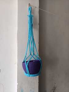 Support de plante suspendu en corde de coton bohème fait main, support de plante suspendu tissé, porte-fleurs pour la décoration de jardin d'intérieur - Product Image 1