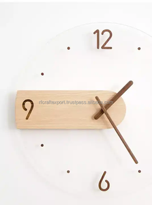 Reloj de pared de madera al por mayor diseño de lujo conjunto antiguo reloj de pared de madera de acacia moderno reloj de pared de madera de acacia por RF Crafts - Product Image 4
