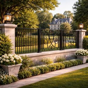 Panneaux de clôture en métal modernes, clôture en fer forgé pour l'extérieur, clôture de jardin décorative résistante à la rouille, solide et durable pour la maison - Product Image 2