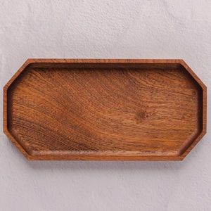 JUNJI Customizable Bamboo Square Nesting Serving Trays <b>Rectangular</b> Shape with Cut Handles for Kitchen & Bathroom Use - Product Image 5