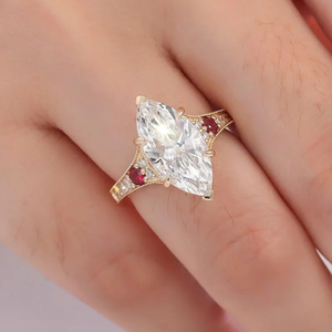 Hot Selling 3.70 Carat Lab-Grown Marquise Cut Zircon <b>Ring</b> 10k White Gold with Rhodium Plating Engagement Wedding Party <b>Ring</b> - Product Image 3