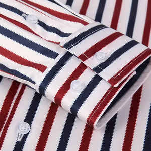 Camisa de Vestir de Manga Larga a Rayas para Hombre, Cuello Clásico, Estilo Casual, 100% Algodón Popelina, Antiarrugas, para Primavera - Product Image 4