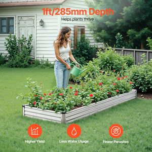 Fioriera Grande da Esterno in Metallo Zincato 12 x 4 x 1 piedi, Vaso Rialzato per Giardino con Fondo Aperto, per Fiori e Piante - Product Image 5