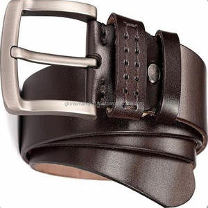 Vente en gros mode business détail marron plein grain en cuir pour hommes ceinture décontractée dans toutes les tailles personnalisées avec boucle solide plaquée argent - Product Image 2