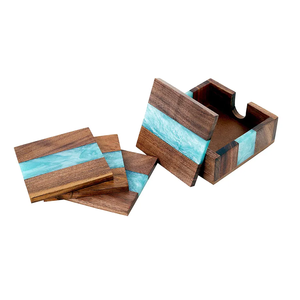 Custom Wooden <b>coaster</b> <b>Drinks</b> Mats square Wedding Coffee Tea Cup Beer <b>coaster</b> Holder Epoxy Resin Wood <b>Coasters</b> Set with Holder - Product Image 2