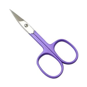 Ciseaux de maquillage en acier inoxydable avec poignée violette, pointe pointue, pour la coupe des sourcils et des cils, outil professionnel de toilettage du visage - Product Image 2