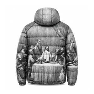 Veste matelassée à capuche pour homme, hiver, épaisse, rembourrage en polyester, fermeture éclair, impression par sublimation, design photo, style décontracté - Product Image 3