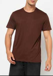 T-shirt décontracté pour homme STELLAR, couleur unie marron, col rond, manches longues, coupe classique, tissu jersey respirant en polyester/coton - Product Image 2