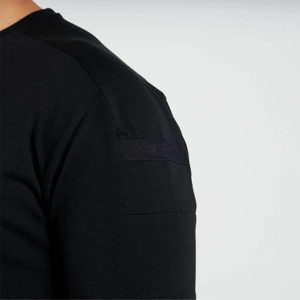 T-shirt en coton noir pour homme, coupe classique, col rond, manches courtes, décontracté, jersey uni, respirant, design tricoté, col rond, manches courtes - Product Image 6