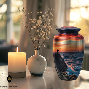 โกศบรรจุอัฐิสำหรับผู้ใหญ่ ลายตกปลา ขนาด 220 คิวบิกอินช์ เป็นมิตรกับสิ่งแวดล้อม ดีไซน์ปรับแต่งได้ ทนทาน ทำจากอะลูมิเนียม - Product Image 3