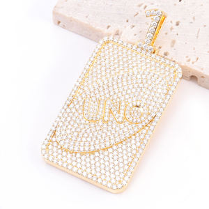 Colgante de Número Chapado en Oro con Moissanita, Amuleto Unisex de Hiphop, Acero Inoxidable, Joyería de Moda con Certificación IGI - Product Image 2
