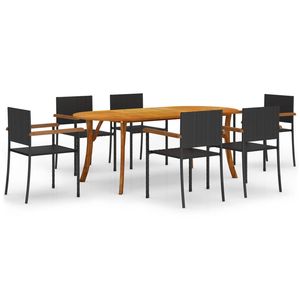 Set da pranzo Patio nero da 7 pezzi - Product Image 1
