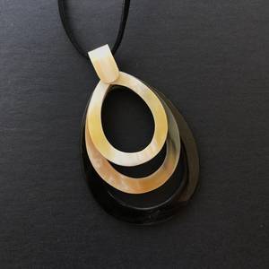 Parures de bijoux vintage en forme de feuille de corne, bijoux fantaisie unisexe, design à motif végétal coloré naturel, pendentif artisanal en corne - Product Image 2