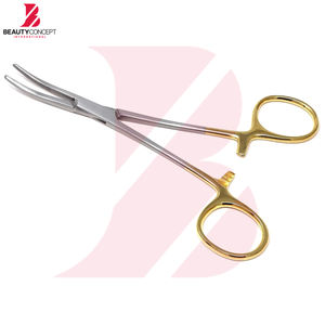 Pinzas hemostáticas Kelly manuales de acero inoxidable con mordazas semiserradas, mango dorado antideslizante, instrumento quirúrgico de grado hospitalario - Product Image 4