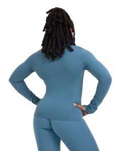 Otoño mujer gimnasio cómodo cremallera completa Yoga chaqueta señoras secado rápido manga larga deportes ropa activa Fitness Slim Top - Product Image 3