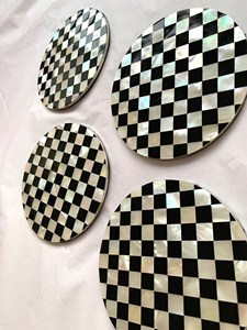 Custom Logo Set of 4 Mother of Pearl <b>Coasters</b> Round Black Shell Mosaic <b>Drink</b> <b>Coaster</b> Set For Table Decor Gift Wholesale - Product Image 3
