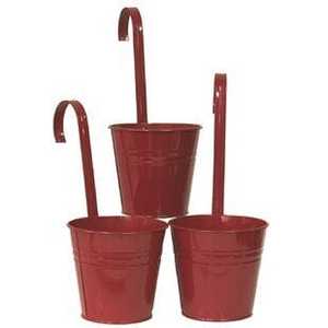 Colorful Metal Hanging Planters Set of 3 with Curved <b>Hooks</b> for Gardening Durable Painted Finish - Product Image 4
