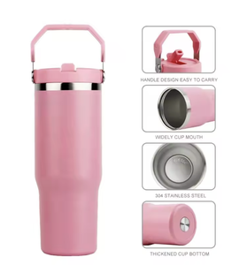 Vaso Térmico de Acero Inoxidable de 30 Oz con Logotipo Personalizado, Asa y Pajita Abatible, Color Personalizado, Estilo Americano, Regalo para el Regreso a Clases - Product Image 2