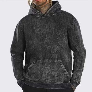 Sudadera con Capucha Tie Dye para Hombre, Corte Regular, Algodón French Terry, Estilo Casual Otoñal, Color Sólido, Diseño con Bolsillos - Product Image 4