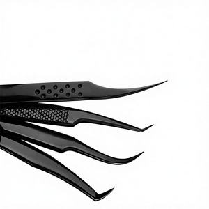 Pinzas de Precisión para Pestañas DANTRIC IMPLANTS de Acero Inoxidable Negro, Juego de Pinzas en Forma de L de 45 y 90 Grados con Punta Suave y Agarre Perfecto - Product Image 2