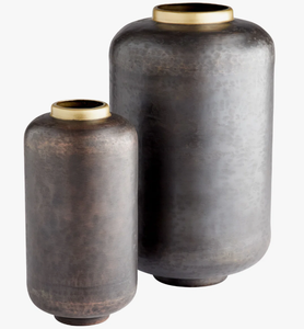 Jarrón Akita Art Deco Hecho a Mano, Forma Cilíndrica de Aluminio, Colores Metálicos Negro y Dorado, Jarrones de Mesa y de Piso, Decoración para el Hogar - Product Image 5