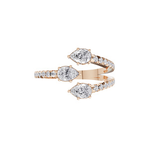 Anillo Aarinya Aurelia con Diamantes Cultivados en Laboratorio en Forma de Lágrima, Chapado en Oro de 14K, con Tres Filas de Diamantes en Forma de Pera, Diseño Étnico para Bodas - Product Image 2