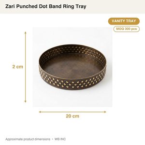 ถาดโต๊ะเครื่องแป้งทำด้วยมือทองเหลืองขนาด20ซม. ถาดทองเหลืองโบราณลายจุด zari ถาดวงแหวนเจาะลายจุดสำหรับตกแต่งบ้านโรงแรมงานแต่งงาน - Product Image 3