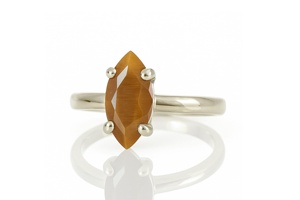 Solid <b>925</b> Sterling <b>Silver</b> Marquise Cut Tiger's Eye Gemstone <b>Ring</b> Custom Size Bohemian Gothic Gemstone <b>Ring</b> For Wedding & Parties - Product Image 3