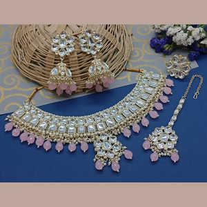 Ensemble de collier ras du cou en pierre Kundan plaqué or 10581251LPI ensemble de bijoux fins exquis - Product Image 1