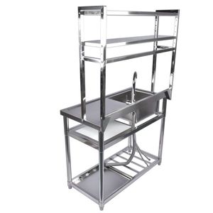 Évier commercial en acier inoxydable à cuve unique de 39,4 pouces avec étagères et drain pour garages et cuisines - Product Image 4