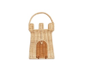 Panier de rangement pour jouets d'enfants en rotin tressé, style maison de poupée, avec poignée et porte cintrée, pour chambre d'enfant, salle de jeux et chambre des enfants - Product Image 2