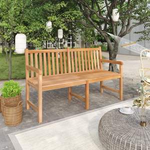 Banc de jardin en teck massif 59,1 pouces, banc de patio robuste - Product Image 1