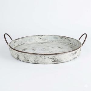Bandeja ovalada clásica de metal galvanizado con asas y patas, estilo vintage, bandeja decorativa de hierro para uso en hoteles y restaurantes. - Product Image 2
