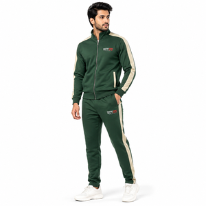 Survêtement d'entraînement pour homme en tissu polyester léger, respirant, veste zippée intégrale, pantalon ajustable, confortable - Product Image 1