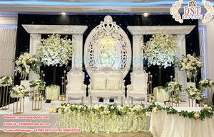 Escenario abierto de boda hindú y configuración de Mandap Grand Fusion Tema de boda decoración de escenario tradicional Rajwadi decoración de escenario de boda Reino Unido - Product Image 4