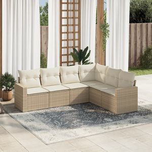Conjunto de Sofás de Jardín Beige de 6 Plazas, Muebles de Ratán para Exteriores Resistentes a la Intemperie, Diseño Contemporáneo - Product Image 3