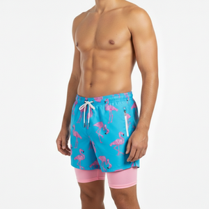 Shorts de Playa Personalizados para Hombre, Sublimados, 2 en 1, Shorts de Natación con Leggings de Compresión, Forro Interior, Secado Rápido, 100% Poliéster Satinado - Product Image 1