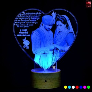 Lampe photo LED 3D personnalisée en forme de cœur infini avec cadre photo numérique HD, idéale pour les mariages, disponible en gros au meilleur prix - Product Image 1
