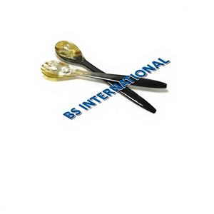 Cuchara para Servir Ensaladas de Cuerno de Buey Única con Mango Largo, Material Ecológico, Juego de Cubiertos Sostenibles para Fiestas - Product Image 4