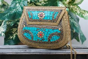 Bolso de Mano Vintage con Mosaico Indio, Bolso Bandolera de Metal para Mujer, Bolso de Boda Bohemio, Bolso de Regalo - Product Image 3