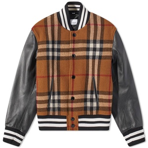 Men's Winter Varsity Jacket Solid Wool Blend Cotton Sleeves <b>Covered</b> <b>Button</b> Closure Turn-down Collar Waterproof Reversible - Product Image 1