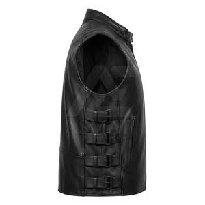 Nouveau Gilet en Cuir Perforé Noir pour Motard Professionnel 2026 avec Logo Personnalisé - Product Image 3