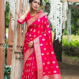 El último diseñador Soft Banarasi Silk Zari Weaving Border Saree de Fab Zone - Product Image 1