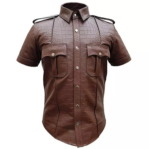 เสื้อเชิ้ตหนังผู้ชายสั่งทำขายส่ง แขนยาว คุณภาพดีเยี่ยม กระดุมติดแขนเสื้อแบบเรียบ - Product Image 5