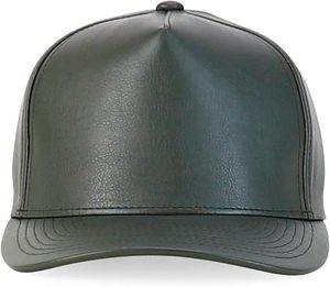 <b>Vintage</b> Style PU Leather Baseball <b>Cap</b> Structured Classic 5 Panel Leather Strapback Hat Custom Retro <b>Cap</b> - Product Image 4