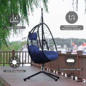 Per interni/esterni uovo sedia Stand Swing Patio in vimini appeso cesto sedia amaca per soggiorno camera da letto con balcone sedia a dondolo per - Product Image 6