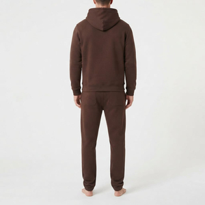 Conjunto Deportivo Hawk Eye para Hombre, Sudadera con Capucha y Cierre de Cremallera Color Chocolate Marrón, Pantalones Deportivos de Algodón Grueso, Secado Rápido, Transpirable, Casual - Product Image 2