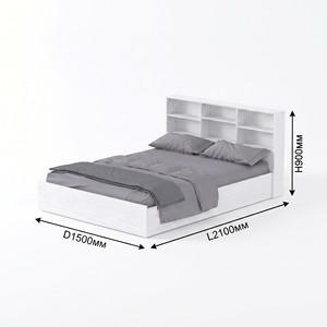 Cadre de lit plateforme Queen moderne 2255 avec étagères de rangement multi-compartiments intégrées à la tête de lit, mobilier de chambre robuste - Product Image 2