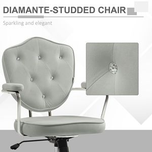 Sedia Girevole Direzionale in Velluto Grigio con Design Trapuntato a Bottoni per Ufficio Domestico - Product Image 4