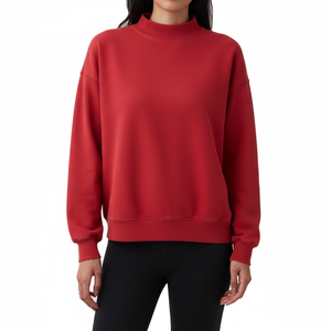 Sweat à capuche personnalisé en tissu éponge pour femme, col montant, avec logo brodé noir sur le devant, respirant et coupe-vent - Product Image 1